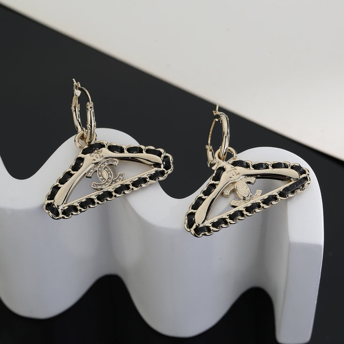 Signature Emblem Stud Earrings in Gold-Tone – Design 020 detail view