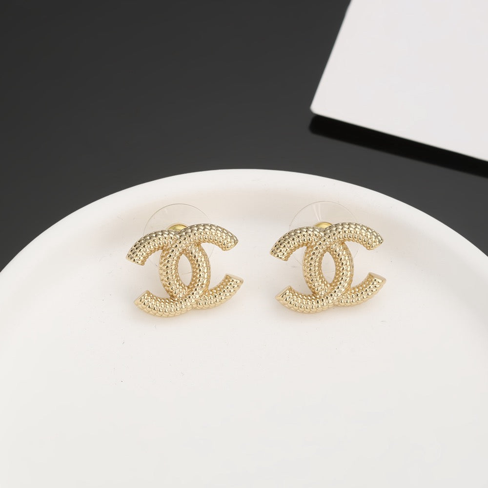 Signature Emblem Stud Earrings in Silver-Tone – Design 017 detail view