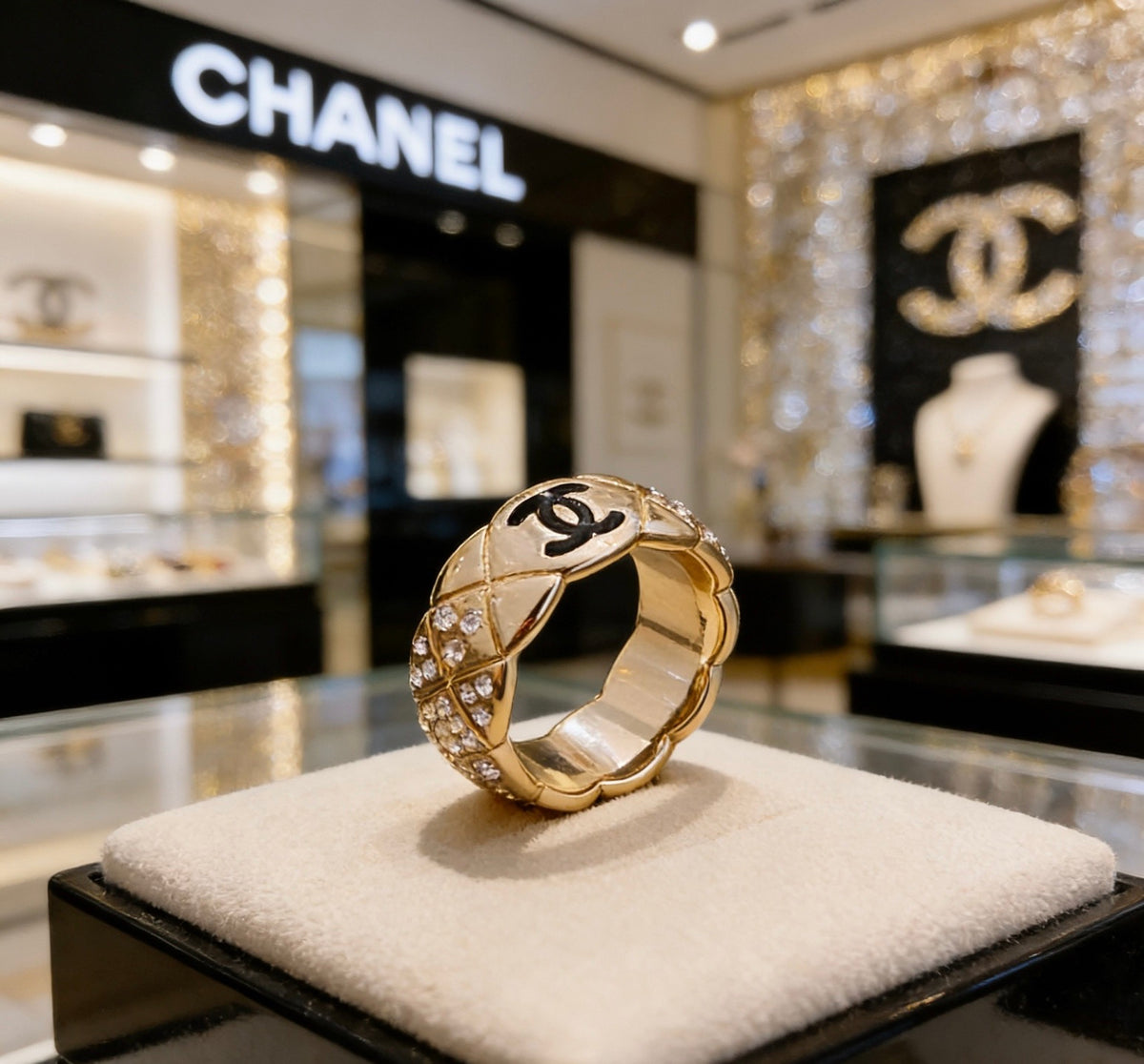 Pearl Statement Ring in Polished Metal-Tone – Pearl Detail main product view