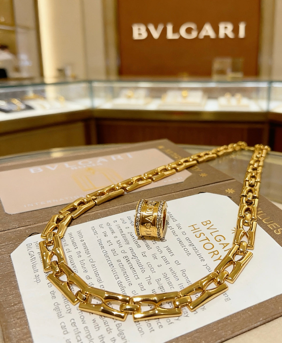 Geometric Emblem Statement Ring in Gold-Tone – Design 011 front product view
