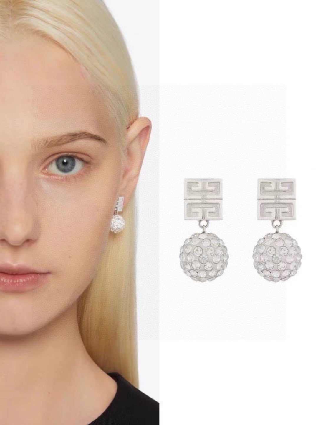 Signature Emblem Crystal-Accent Stud Earrings – Design 016 front product view