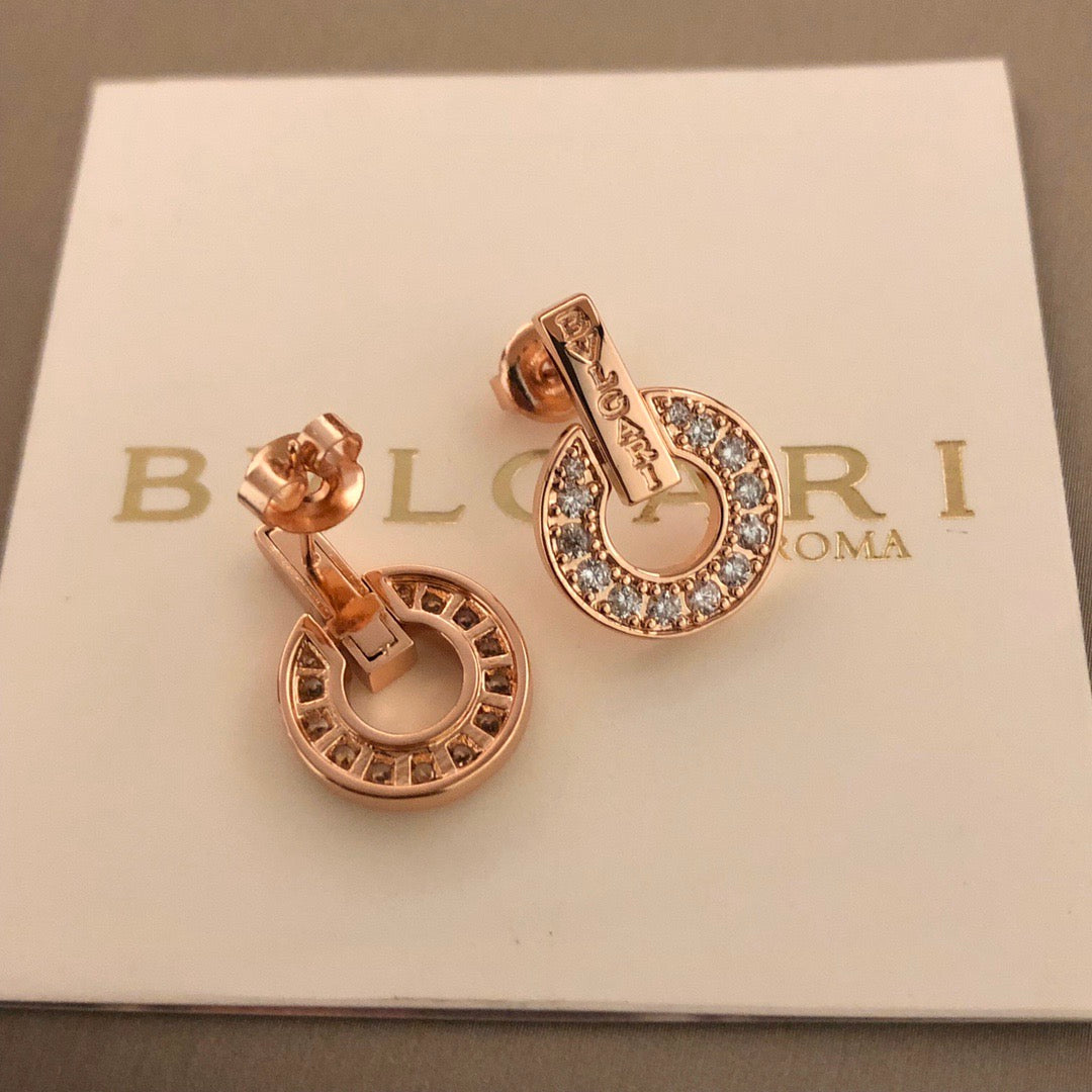 Geometric Emblem Stud Earrings in Gold-Tone front product view