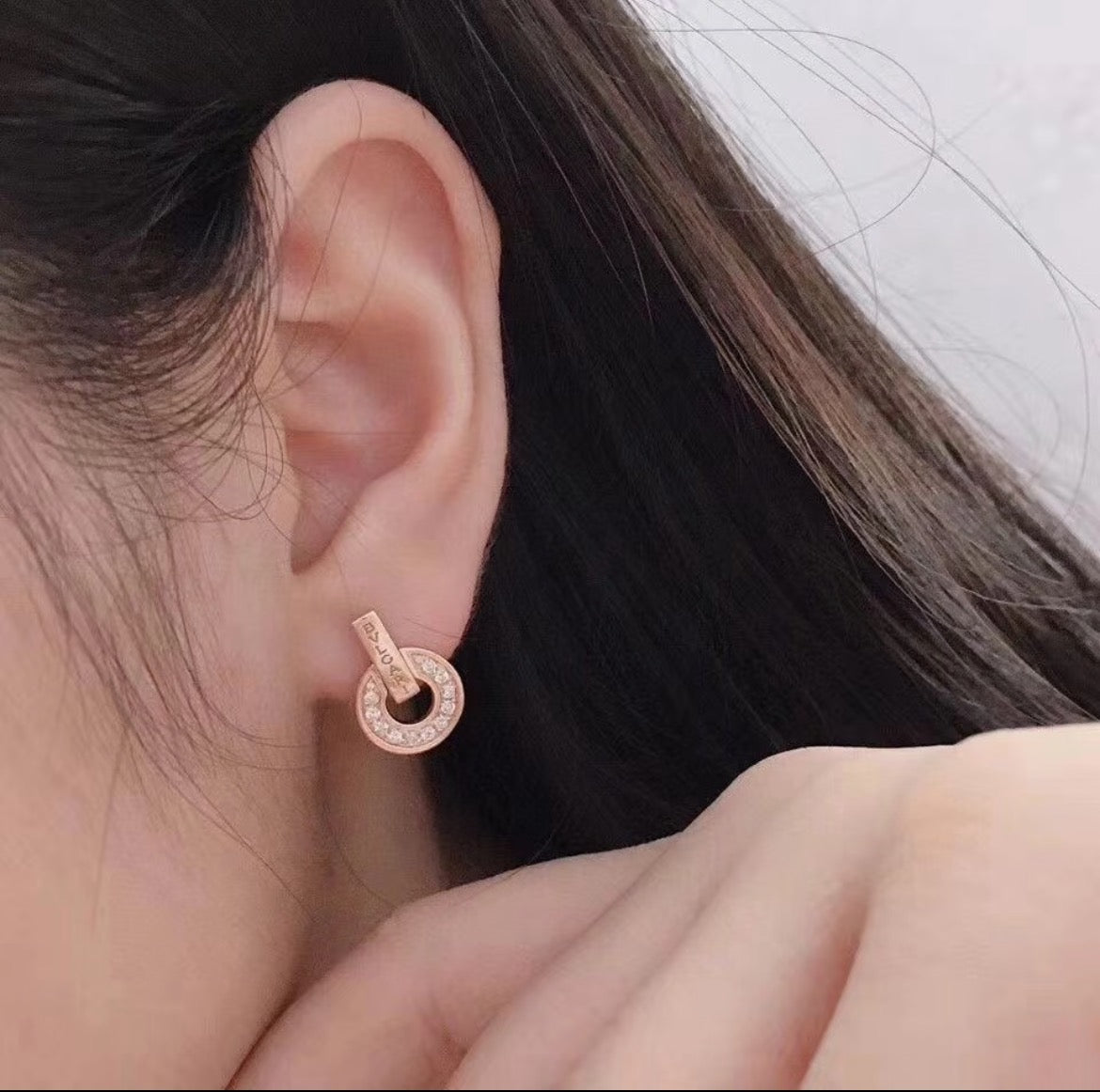 Geometric Emblem Stud Earrings in Gold-Tone main product view
