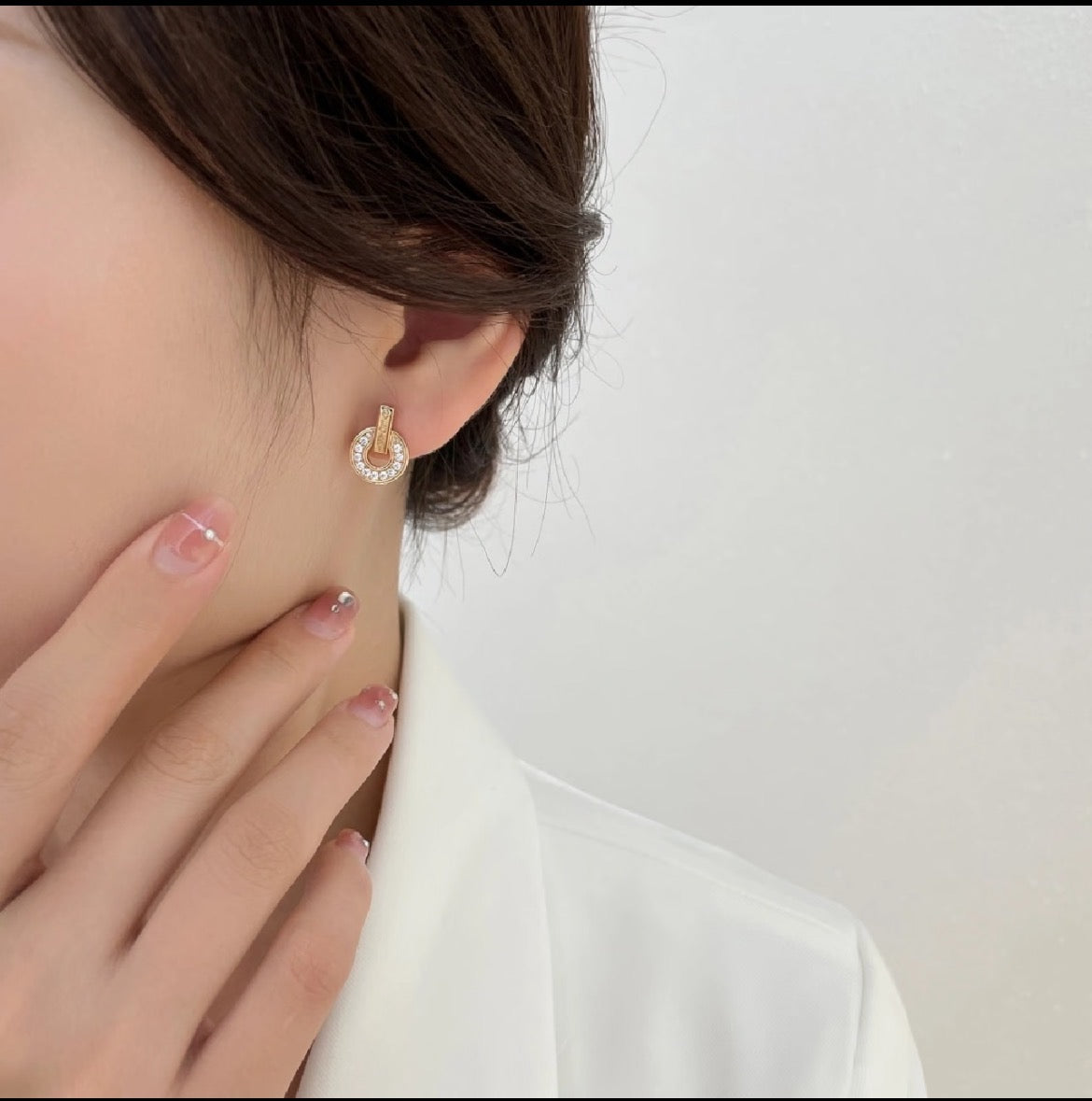 Geometric Emblem Stud Earrings in Gold-Tone styled product view