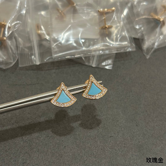 Geometric Emblem Stud Earrings in Polished Metal-Tone – Design 001 main product view