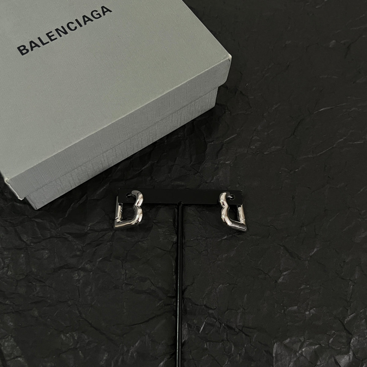 Ring Motif Statement Earrings in Polished Metal-Tone – Design 003 front product view