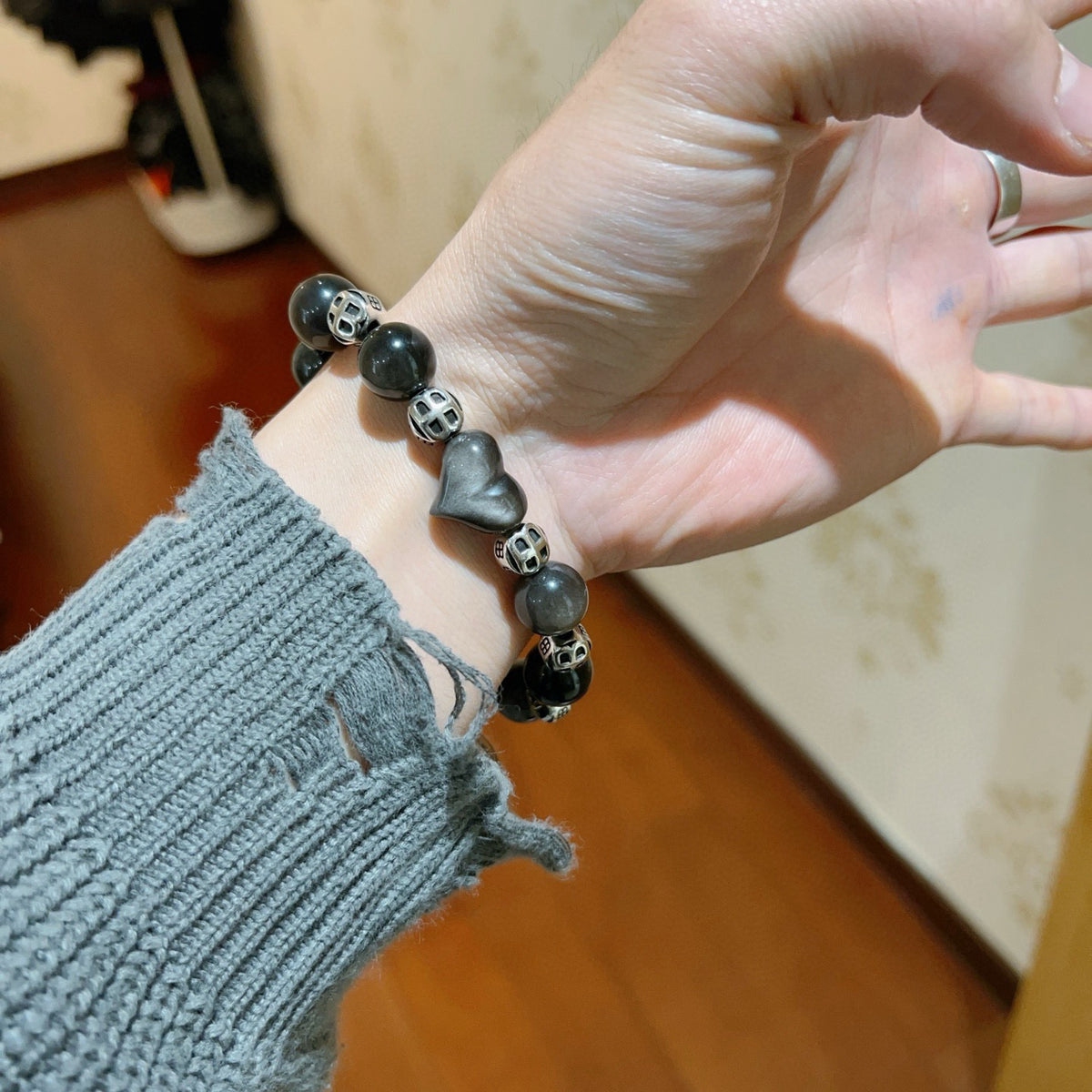 Geometric Emblem Bracelet in Polished Metal-Tone – Vintage Detail – Design 007 side detail