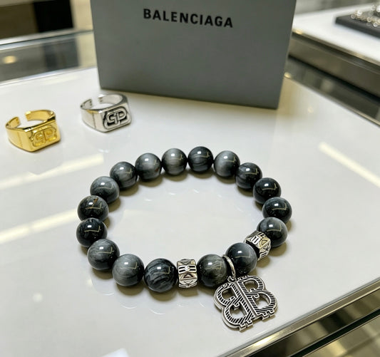 Geometric Emblem Bracelet in Polished Metal-Tone – Vintage Detail – Design 006 main product view