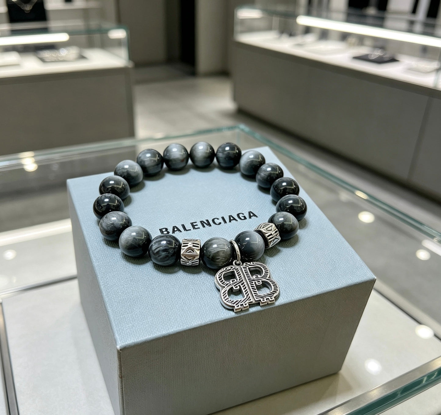 Geometric Emblem Bracelet in Polished Metal-Tone – Vintage Detail – Design 006 front product view