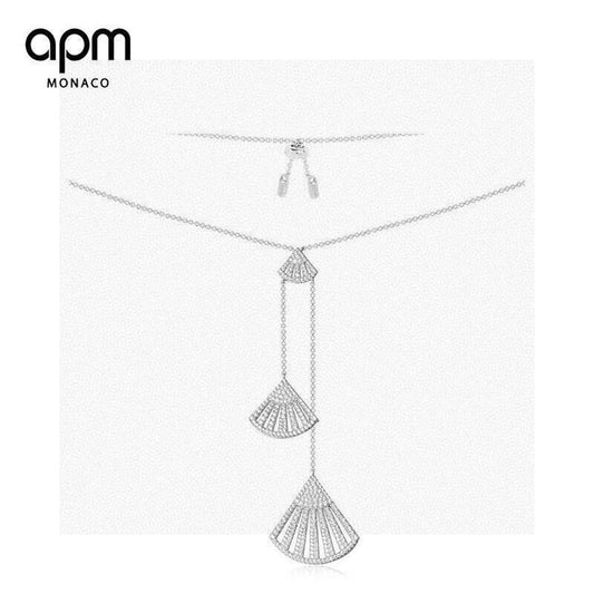 Adjustable Fan Pendant Necklace in Silver-Tone main product view