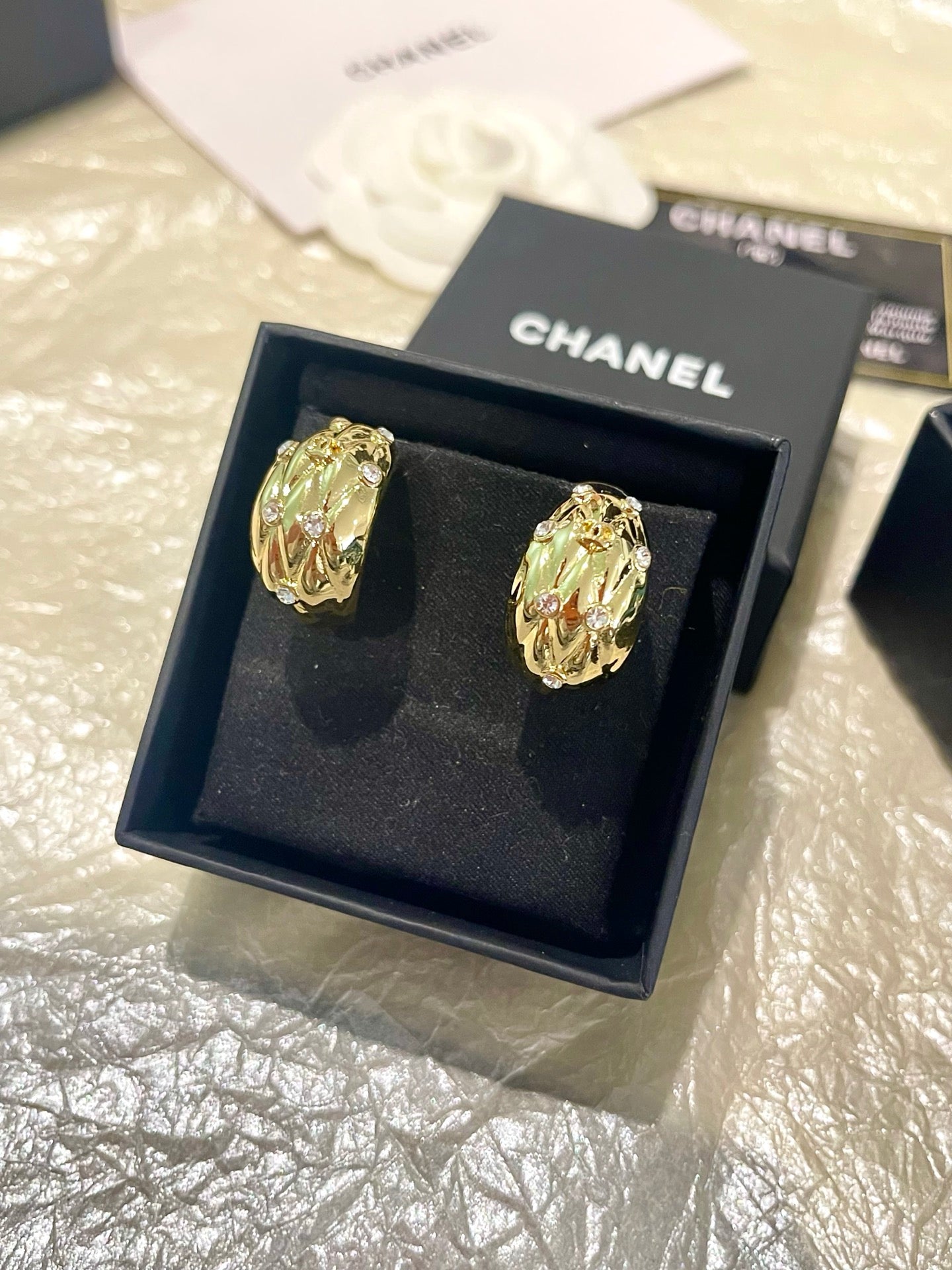 Signature Emblem Crystal-Accent Statement Earrings – Design 007 side detail