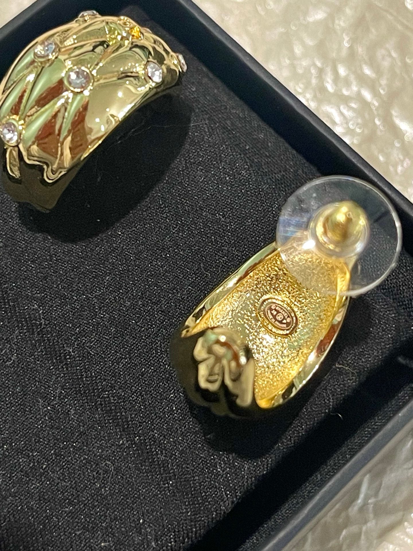 Signature Emblem Crystal-Accent Statement Earrings – Design 007 front product view