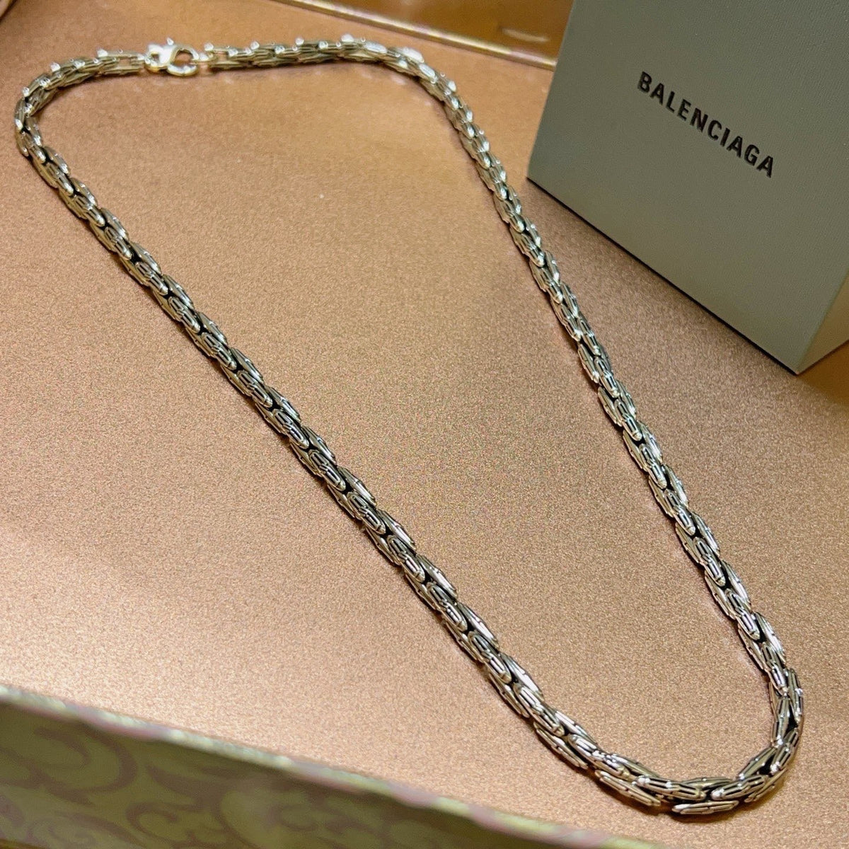 Geometric Emblem Pendant Necklace in Polished Metal-Tone – Vintage Detail – Design 058 front product view
