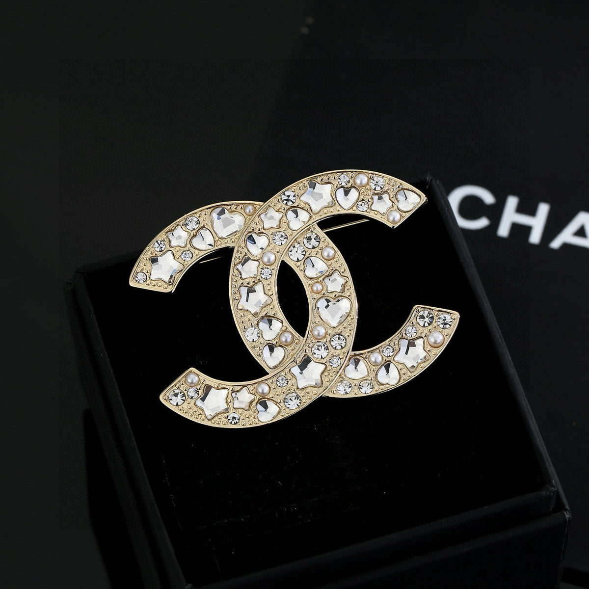 Double-C Emblem Brooch in Gold-Tone – Design 011 main product view