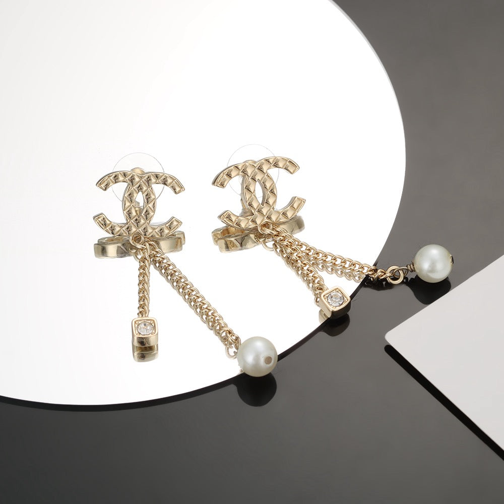 Signature Emblem Stud Earrings in Silver-Tone – Design 018 front product view