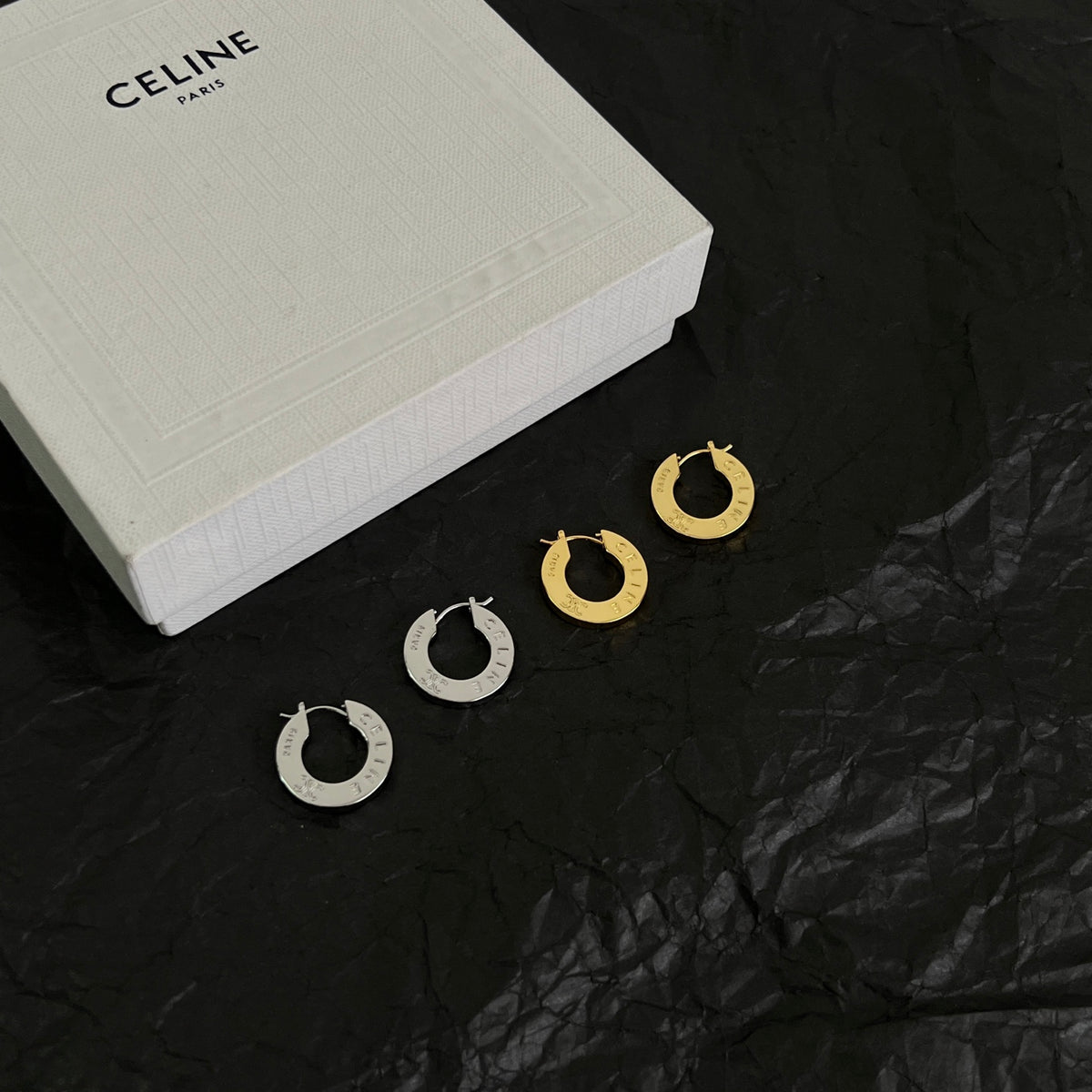 Signature Emblem Statement Earrings in Polished Metal-Tone – Design 02 detail view
