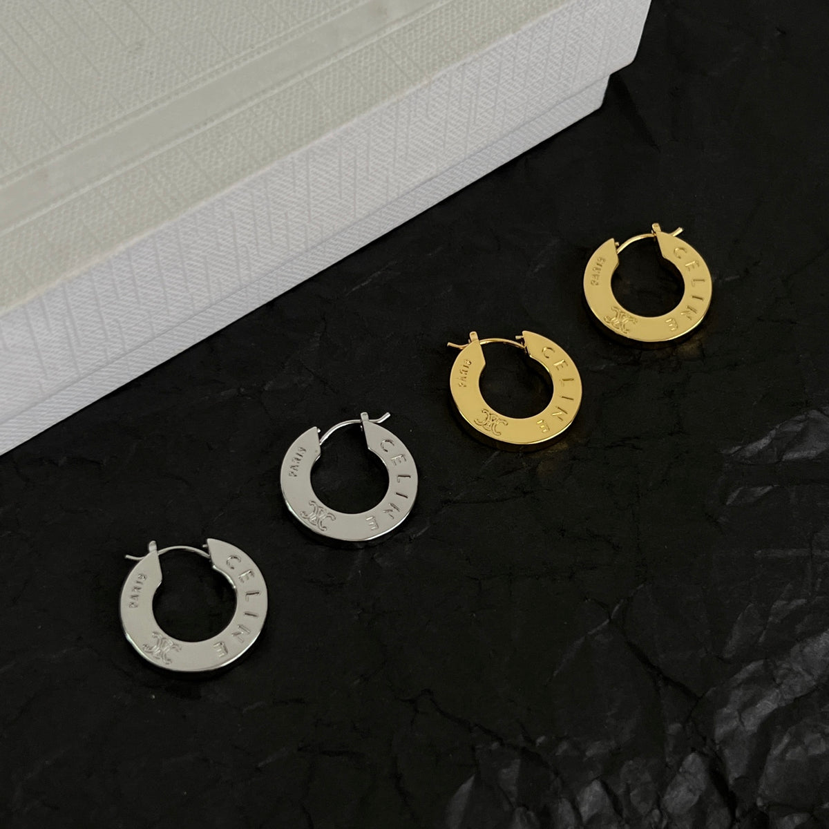 Signature Emblem Statement Earrings in Polished Metal-Tone – Design 01 front view