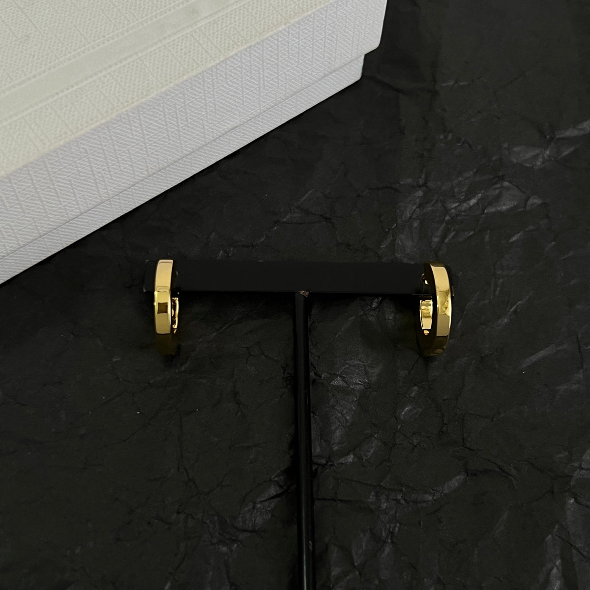 Signature Emblem Statement Earrings in Polished Metal-Tone – Design 01 side detail