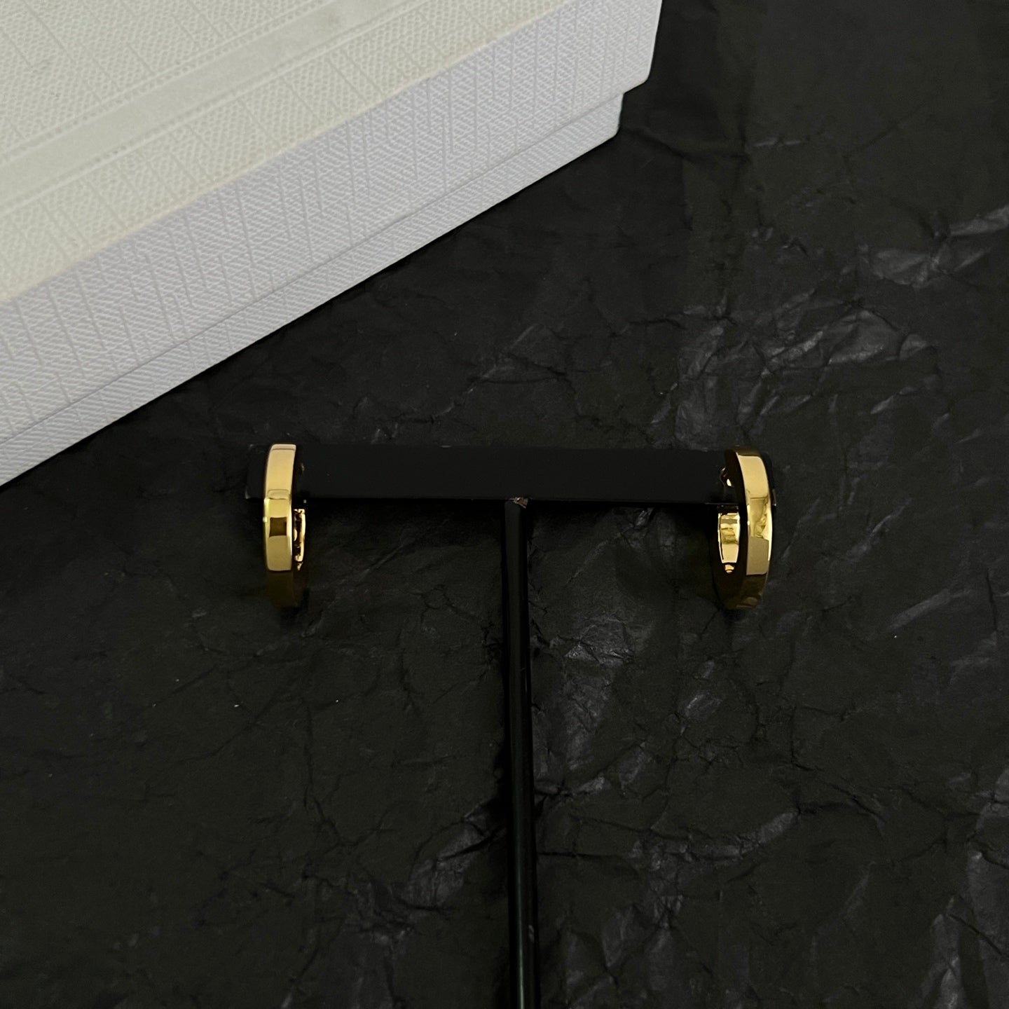 Signature Emblem Statement Earrings in Polished Metal-Tone – Design 01 side detail