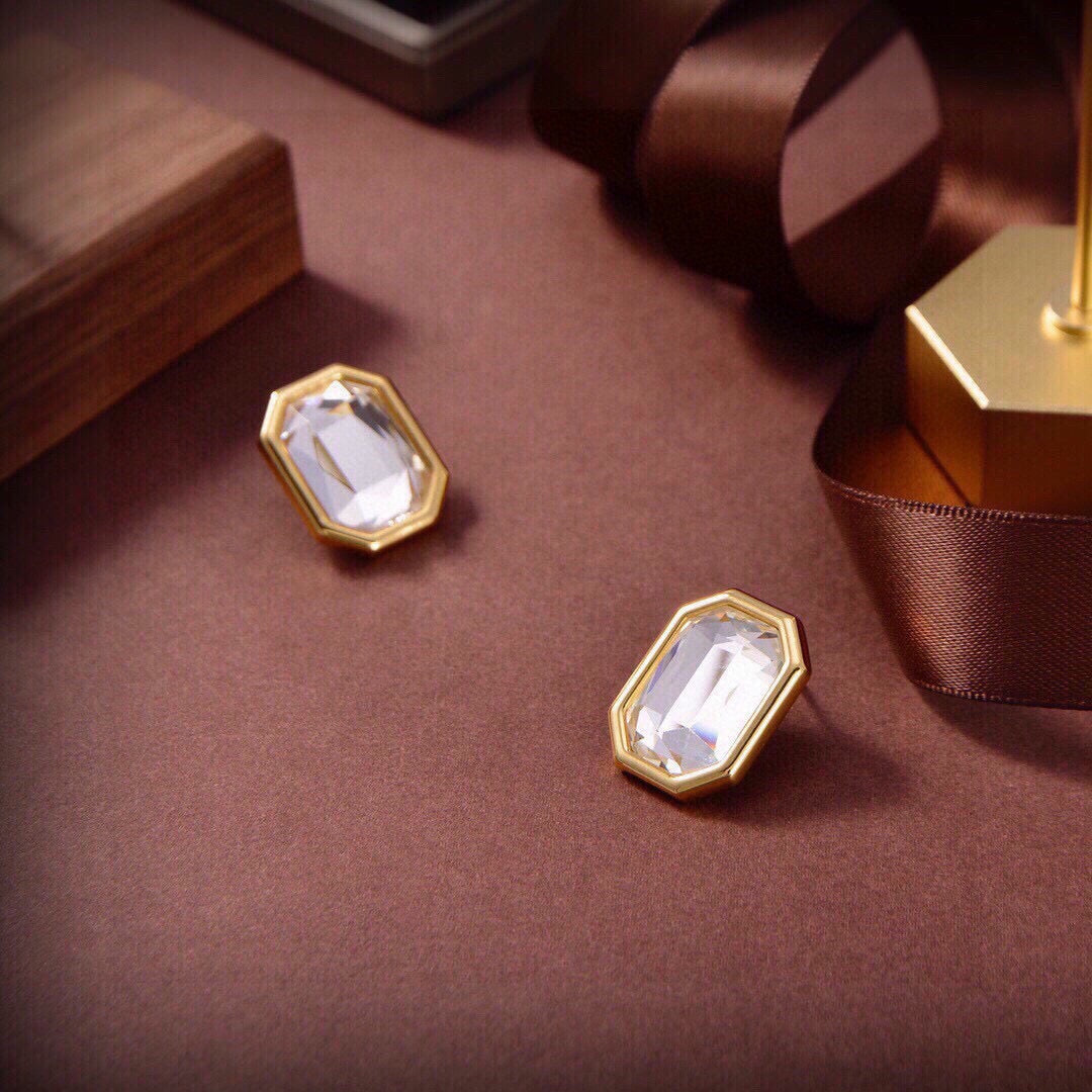 Geometric Emblem Stud Earrings in Gold-Tone – Design 005 main product view