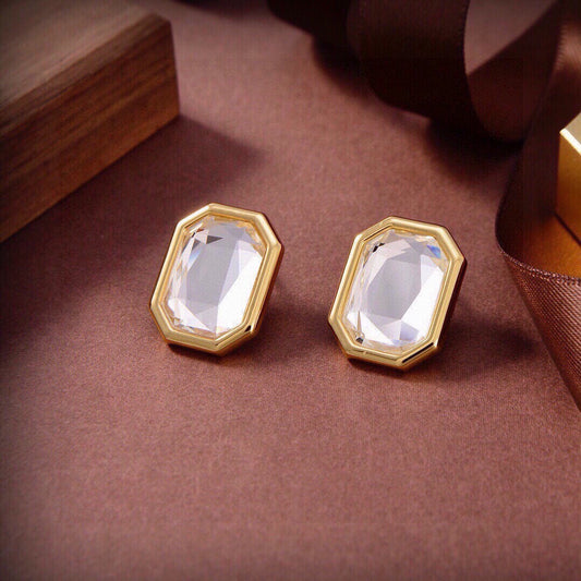 Geometric Emblem Stud Earrings in Gold-Tone – Design 005 main product view