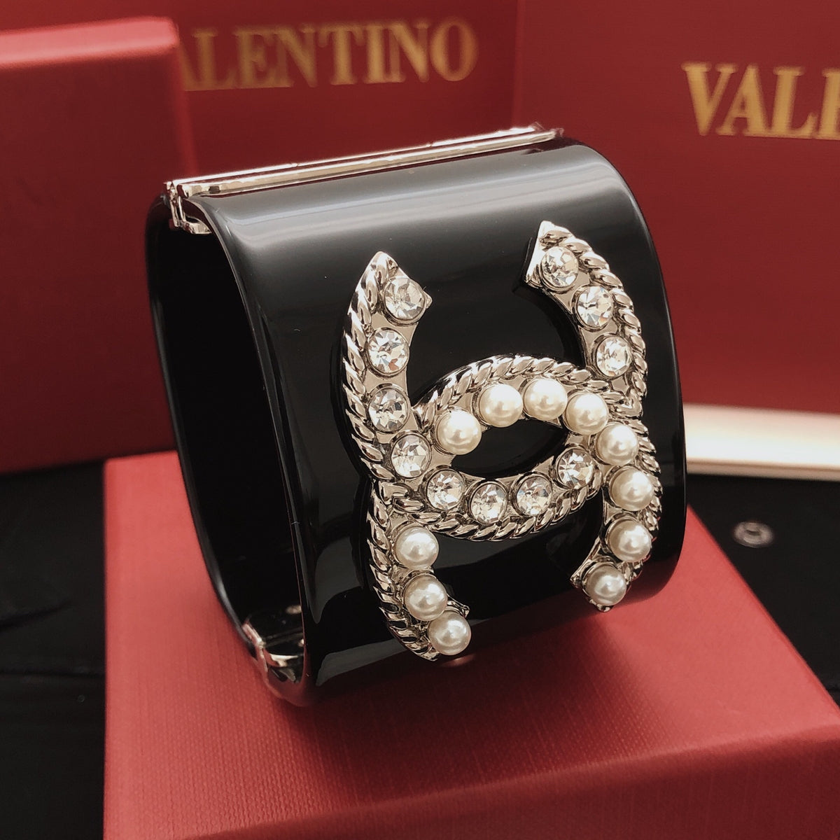 Pearl Bangle in Silver-Tone front product view
