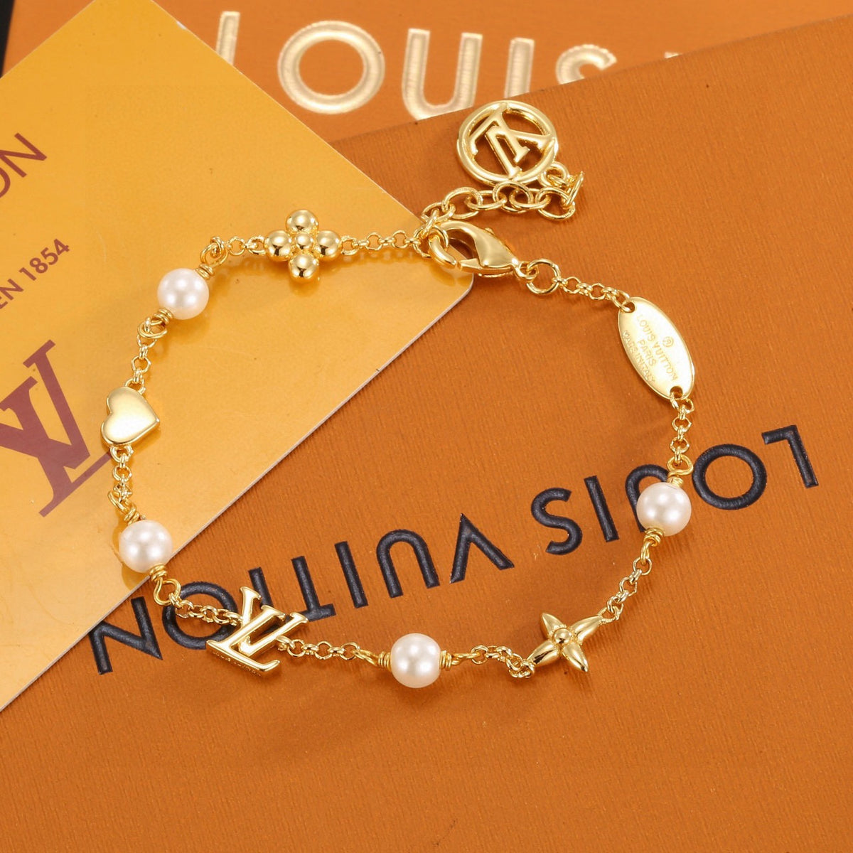 Letter Emblem Bracelet in Polished Metal-Tone – Design 025 styled product view