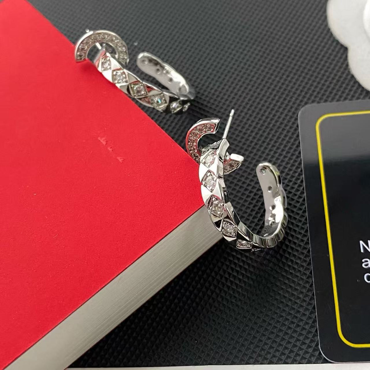 Signature Emblem Crystal-Accent Stud Earrings – Design 015 main product view