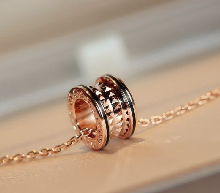 Geometric Emblem Pendant Necklace in Polished Metal-Tone – Design 008 front product view