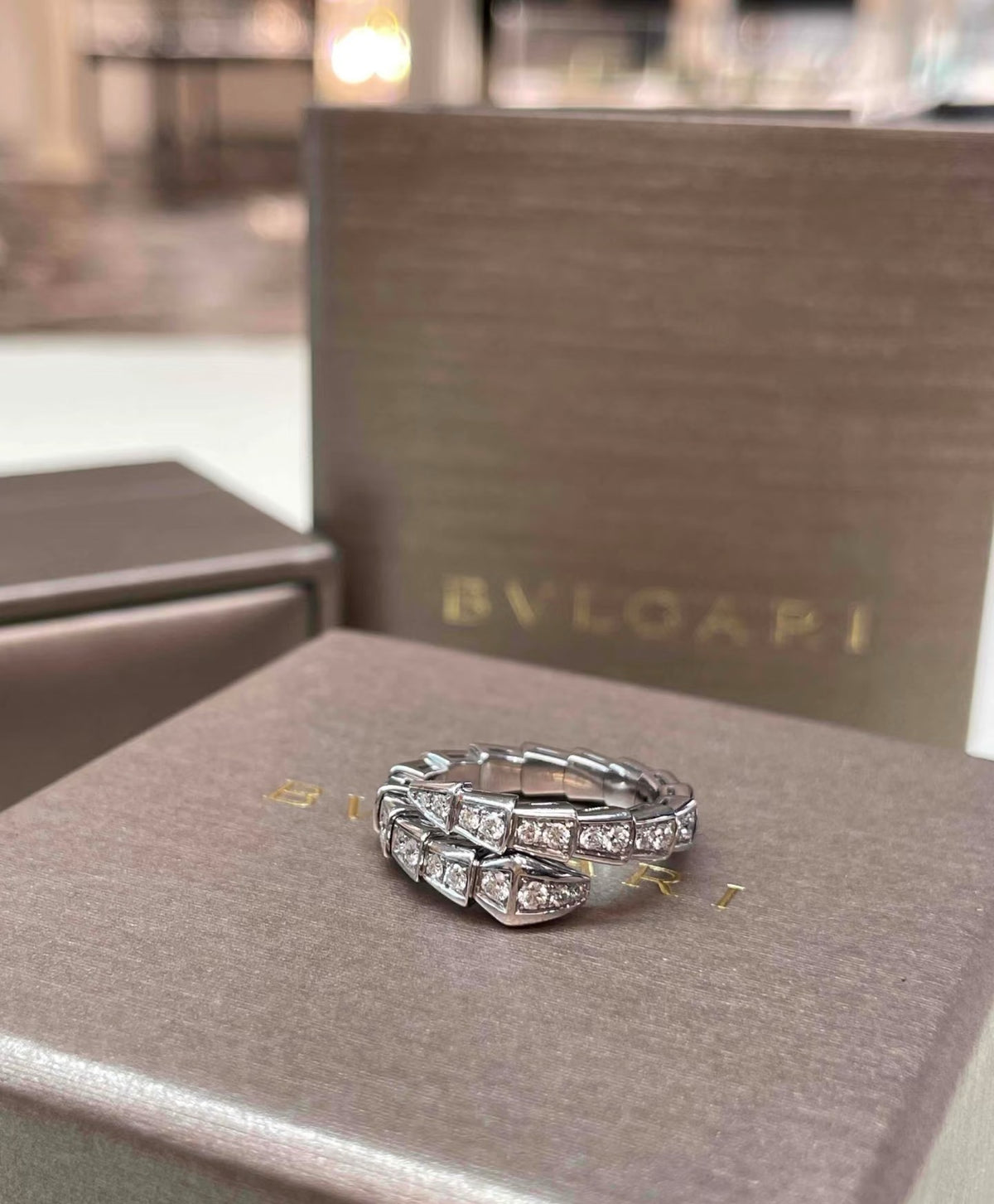 Serpentine Statement Ring in Rose-Gold-Tone – Rose Gold Detail – Design 002 styled product view