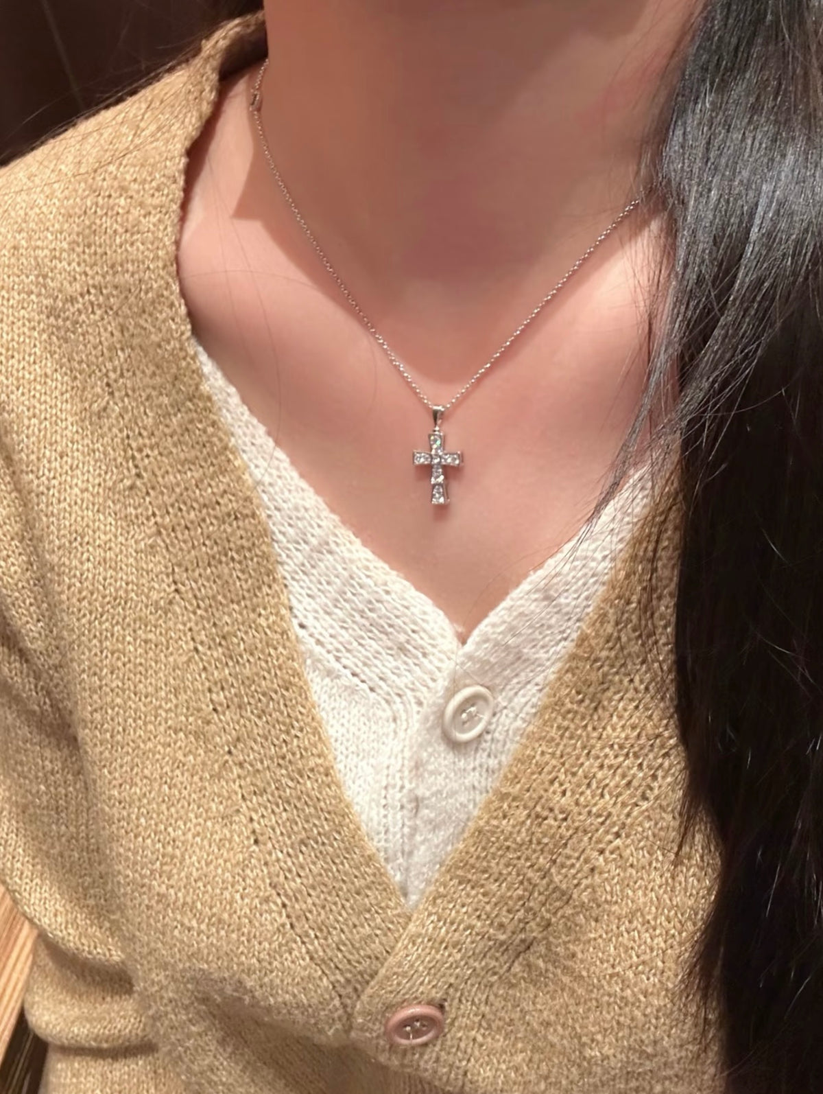 Cross Pendant Necklace in Rose-Gold-Tone styled product view