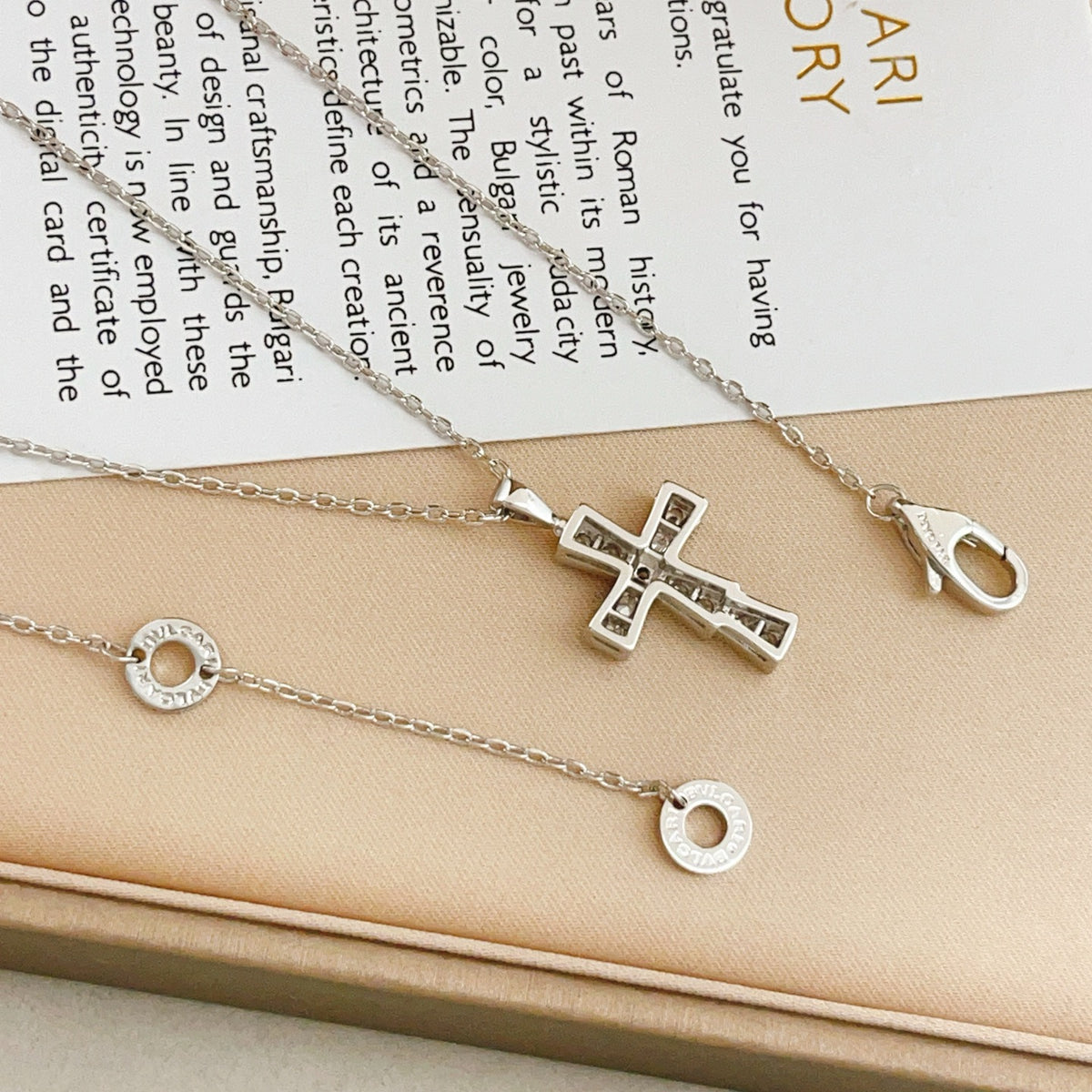 Cross Pendant Necklace in Silver-Tone side detail