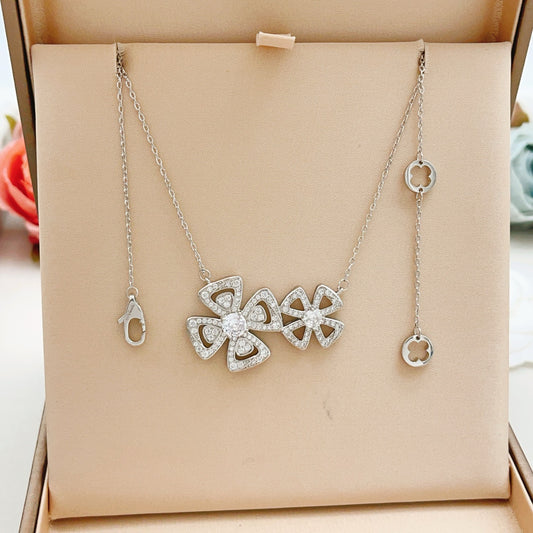 Floral Pendant Necklace in Silver-Tone main product view