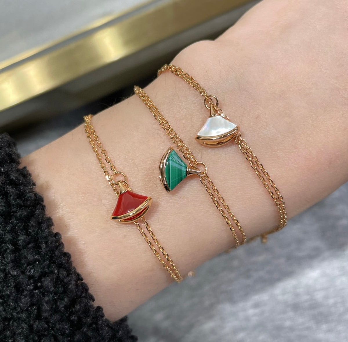 Geometric Emblem Bracelet in Gold-Tone front product view