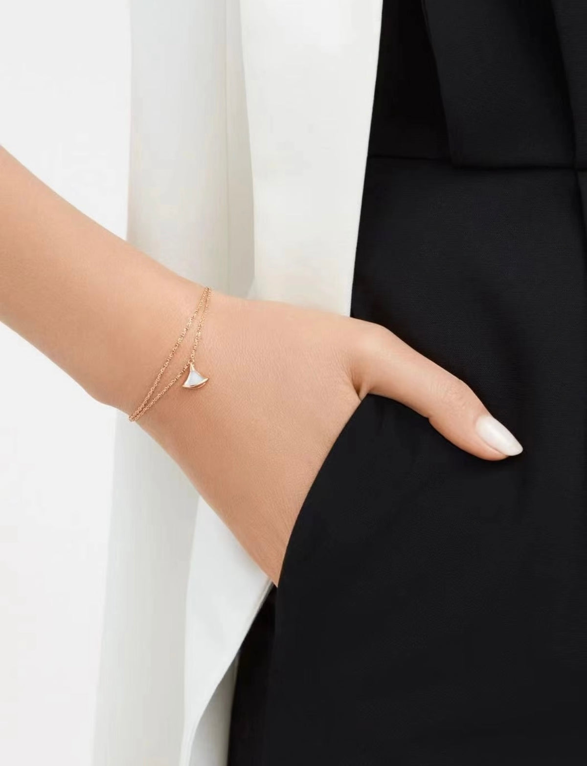 Geometric Emblem Bracelet in Gold-Tone close-up detail
