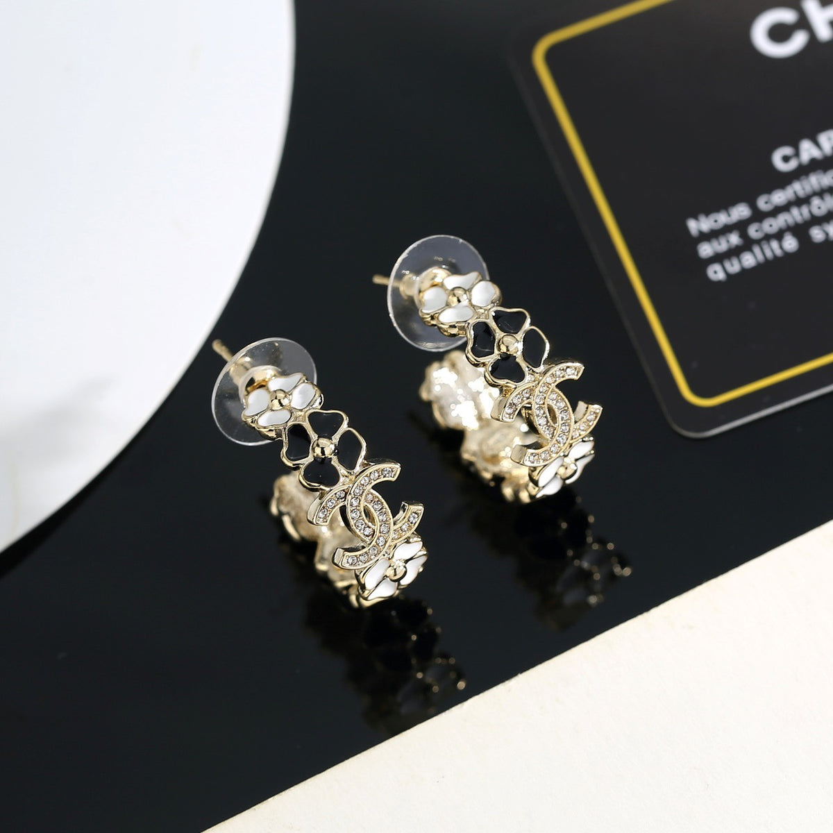 Signature Emblem Stud Earrings in Gold-Tone – Design 042 main product view