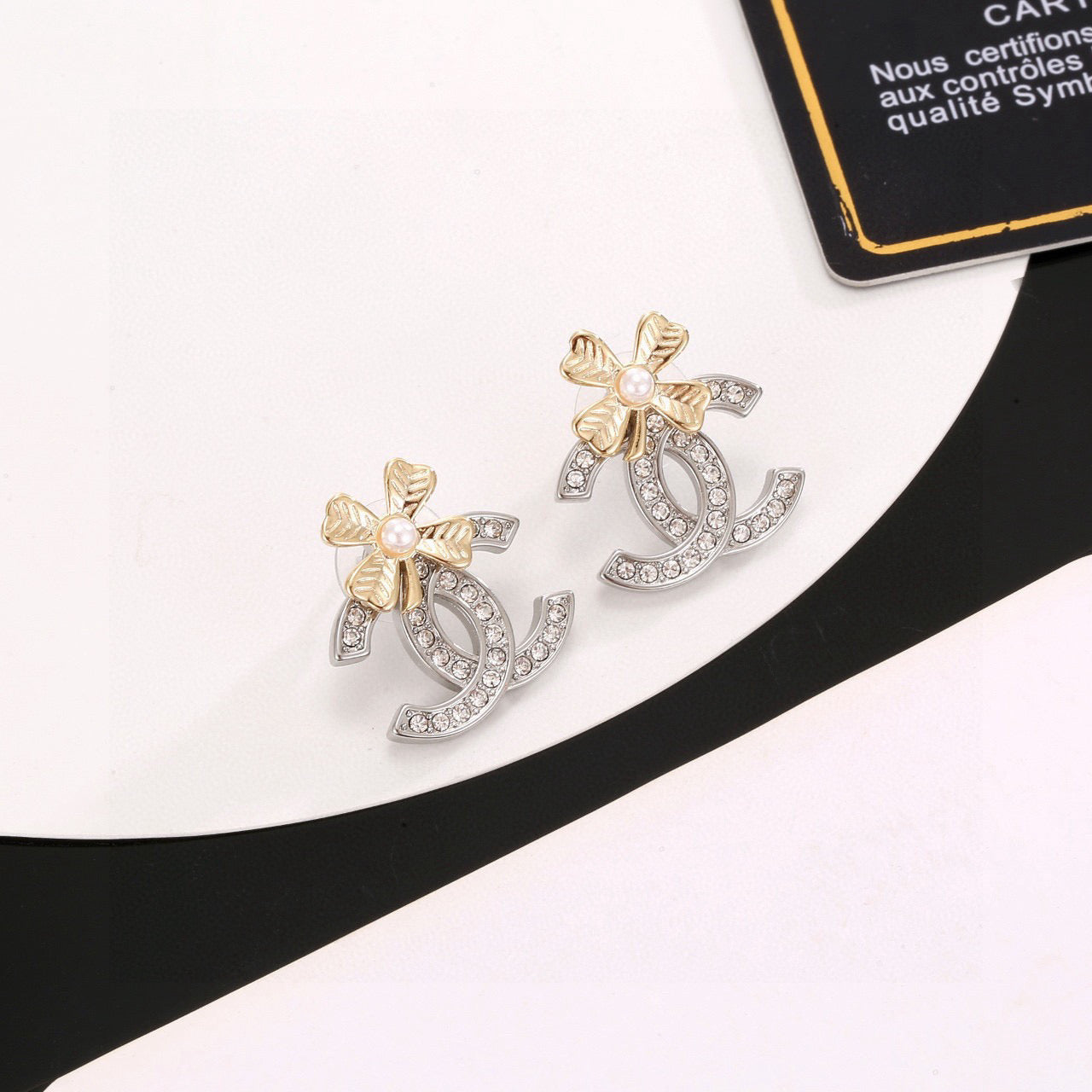 Clover Stud Earrings in Silver-Tone side detail