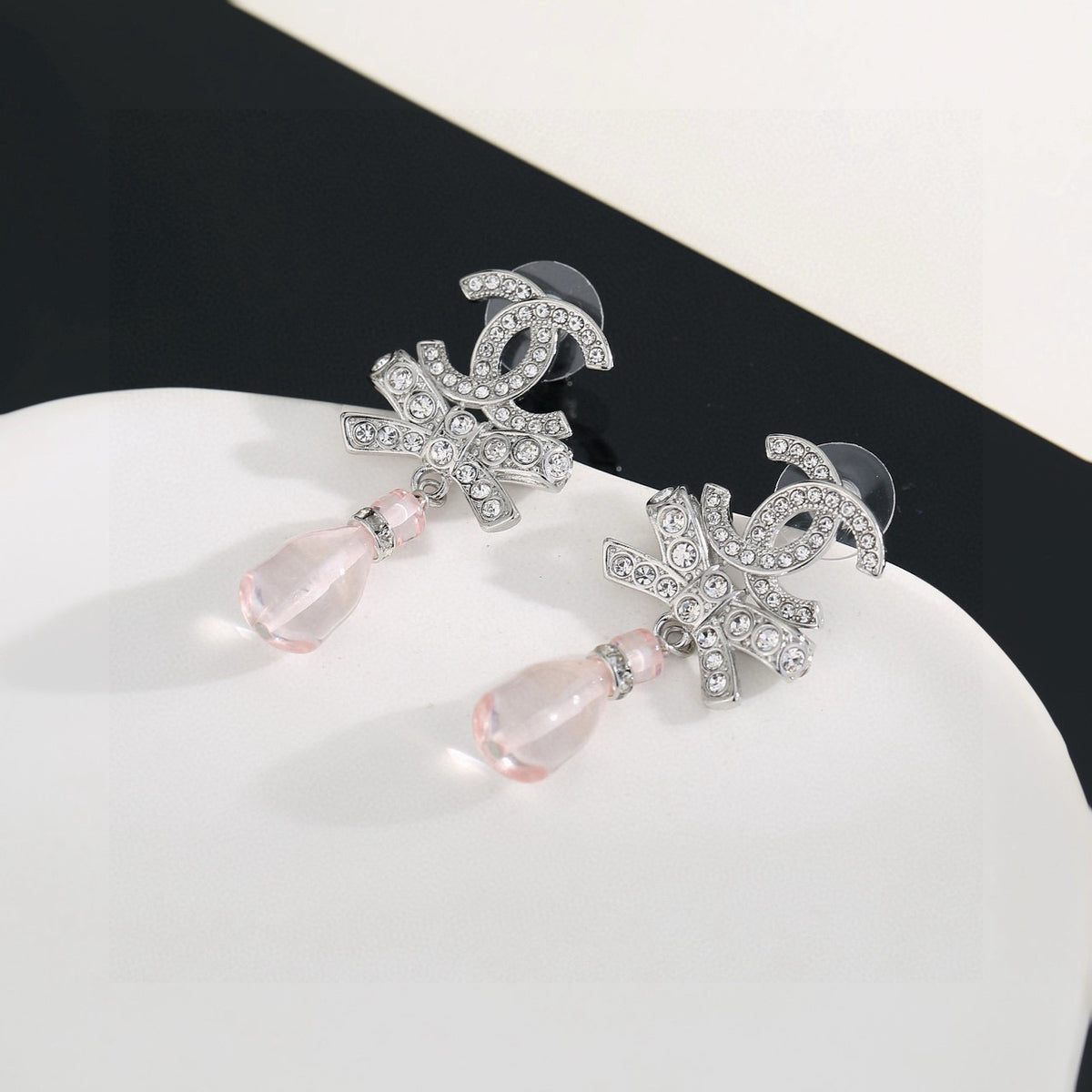 Double-C Emblem Crystal-Accent Stud Earrings – Design 038 main product view