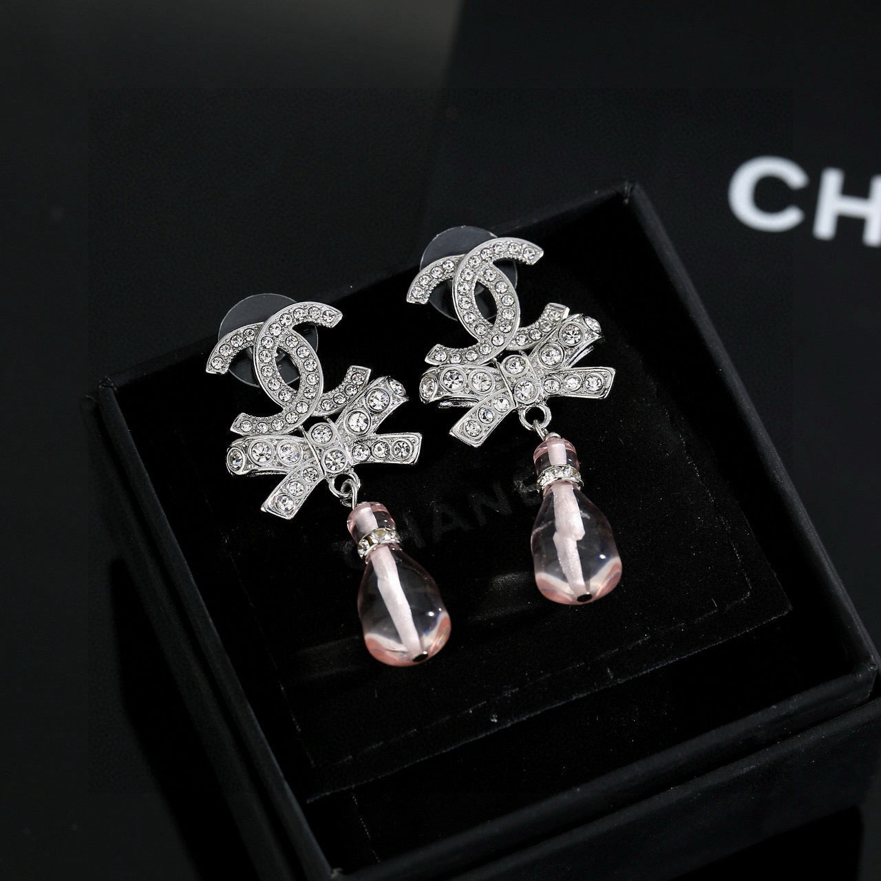 Double-C Emblem Crystal-Accent Stud Earrings – Design 038 styled product view