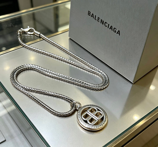 Geometric Emblem Pendant Necklace in Polished Metal-Tone – Vintage Detail – Design 060 main product view