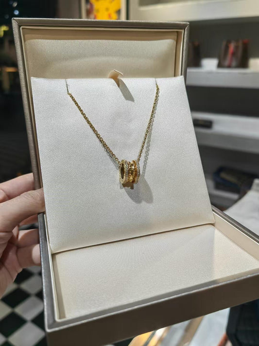 Geometric Emblem Pendant Necklace in Rose-Gold-Tone – Rose Gold Detail – Design 008 main product view