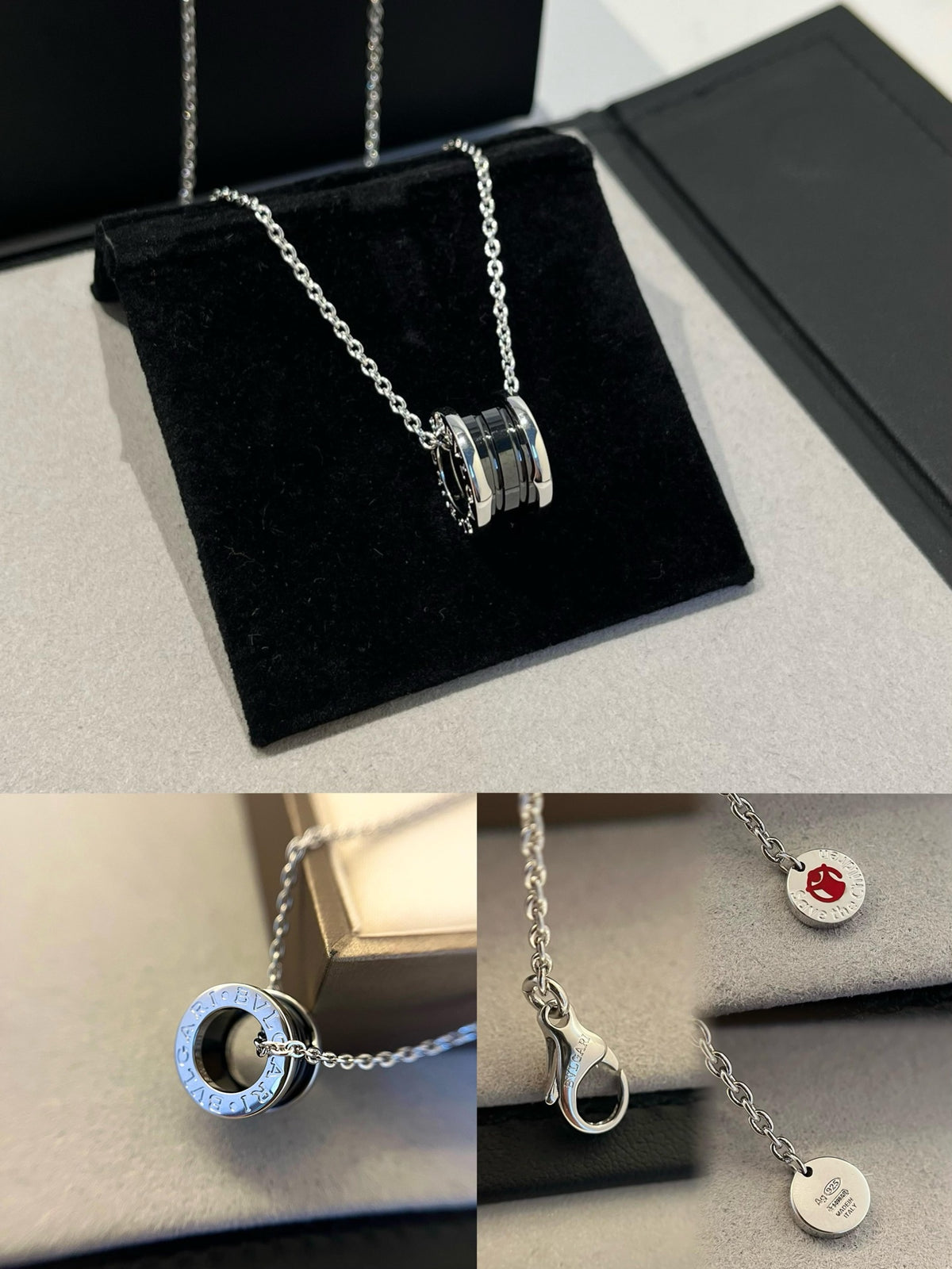 Geometric Emblem Pendant Necklace in Silver-Tone – Silver Detail main product view