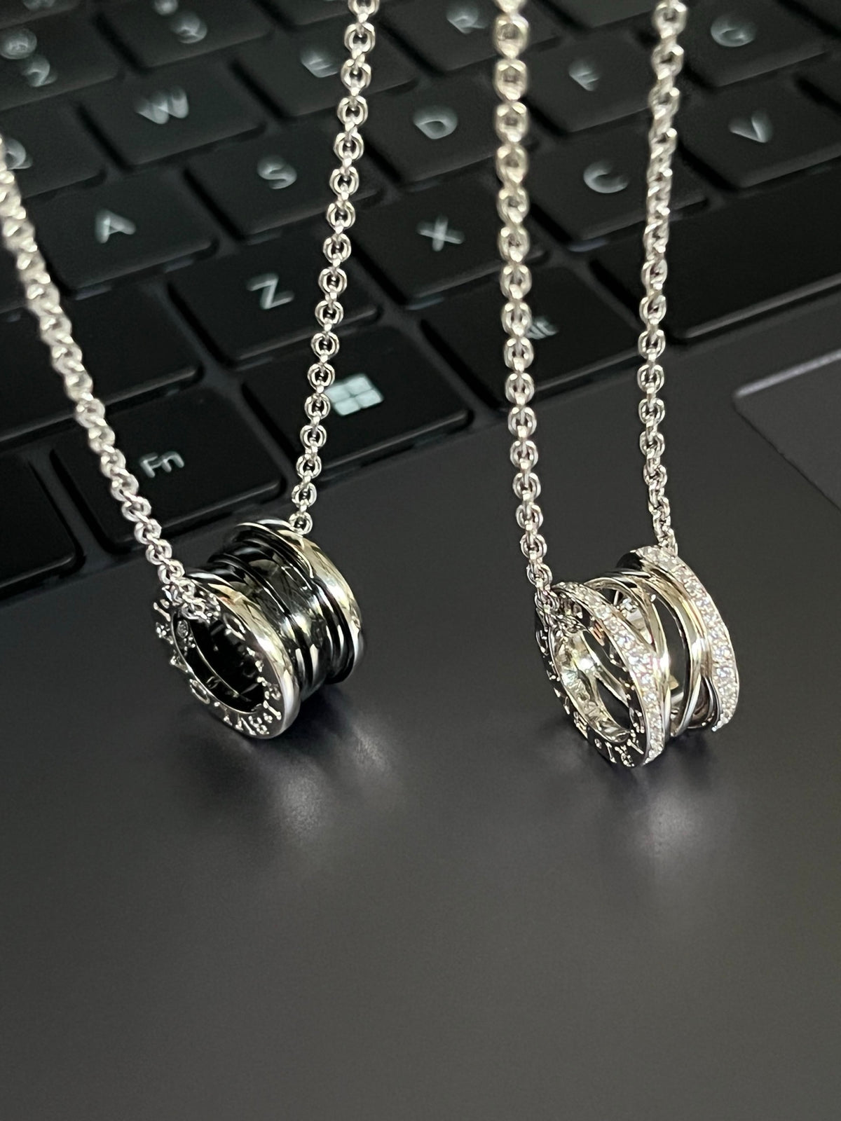 Geometric Emblem Pendant Necklace in Silver-Tone – Silver Detail detail view