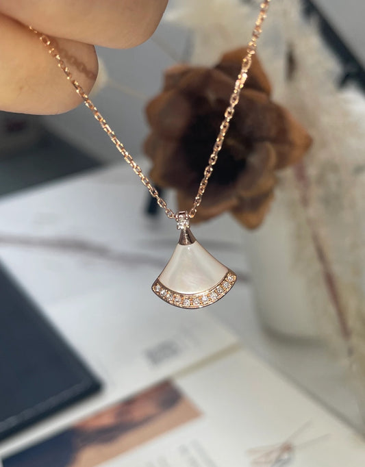 Geometric Emblem Pendant Necklace in Rose-Gold-Tone – Rose Gold Detail – Design 004 main product view