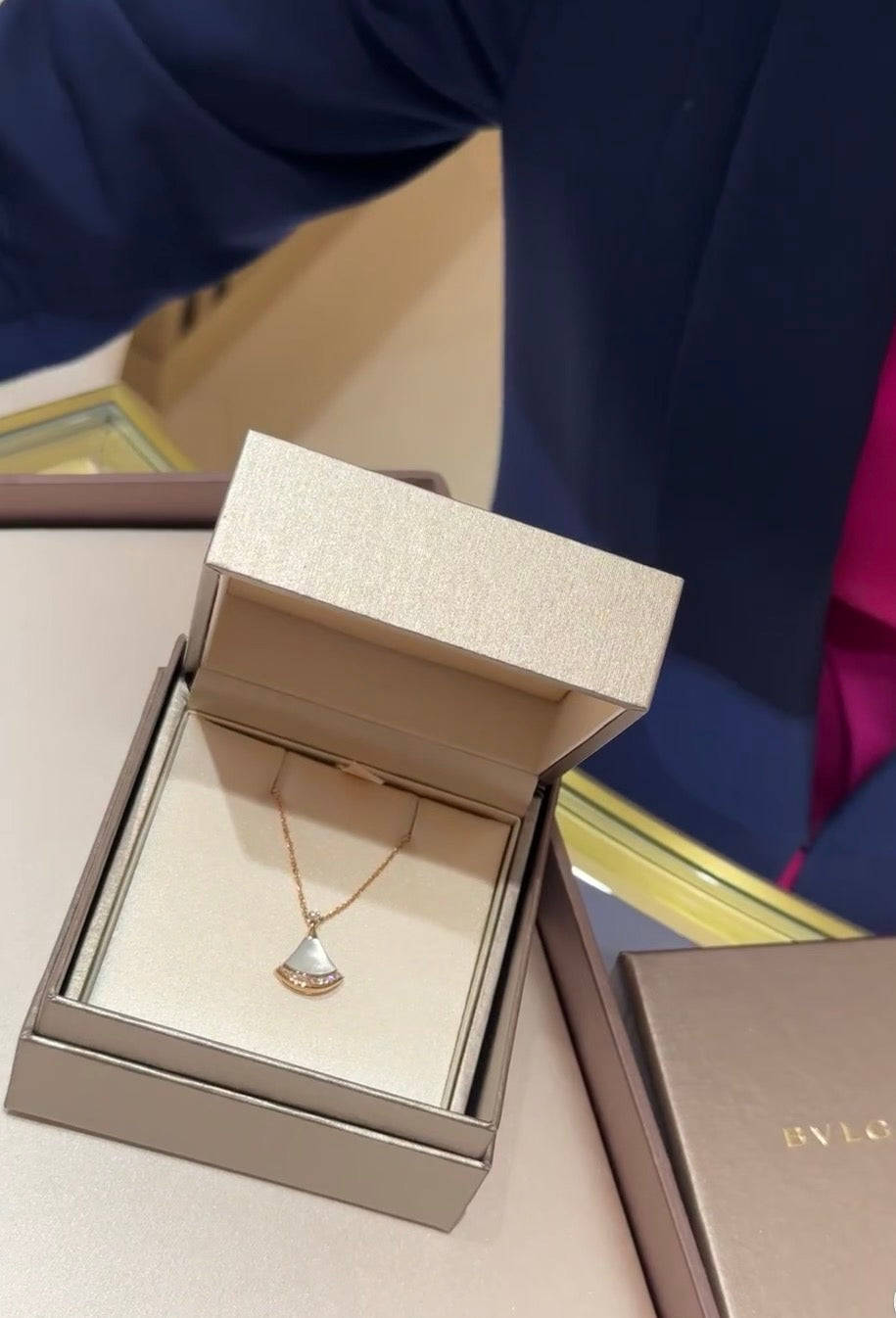 Geometric Emblem Pendant Necklace in Rose-Gold-Tone – Rose Gold Detail – Design 004 main product view