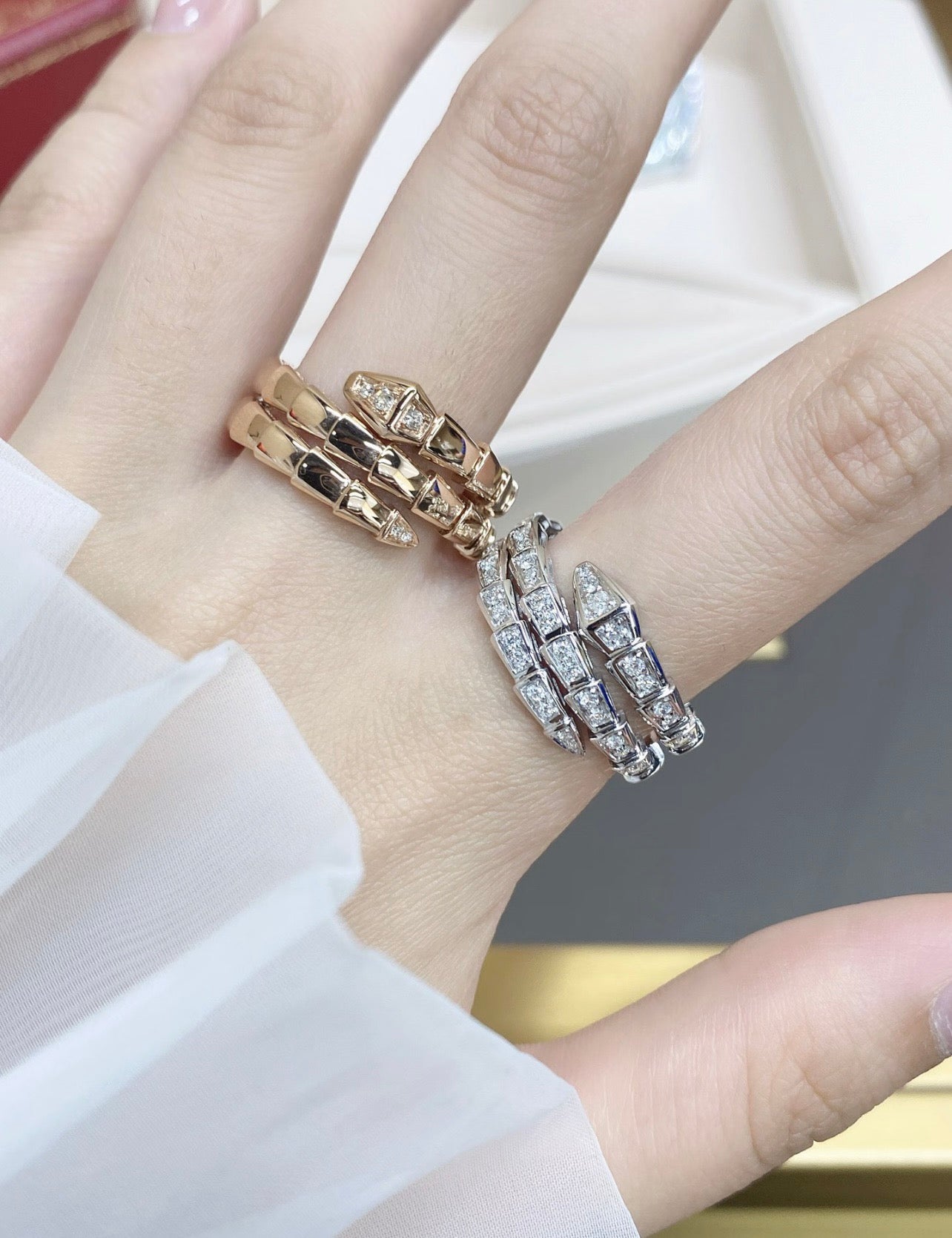Serpentine Statement Ring in Silver-Tone main product view