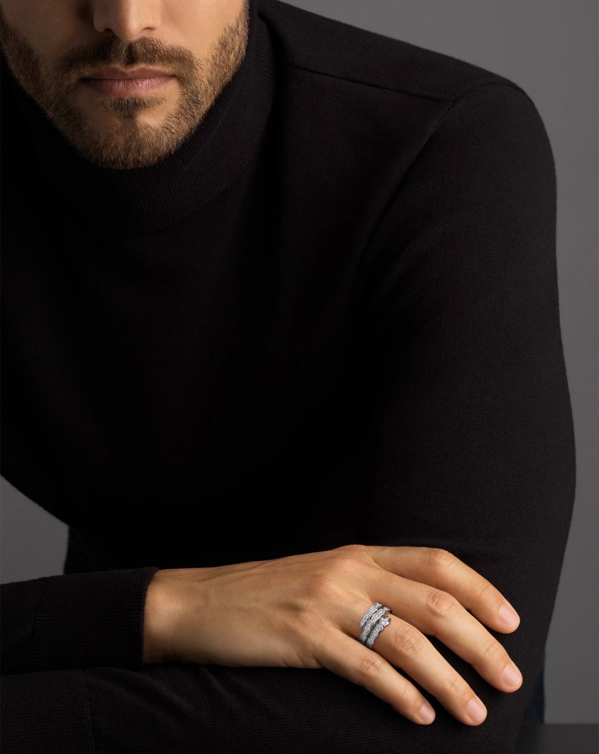 Serpentine Statement Ring in Silver-Tone main product view
