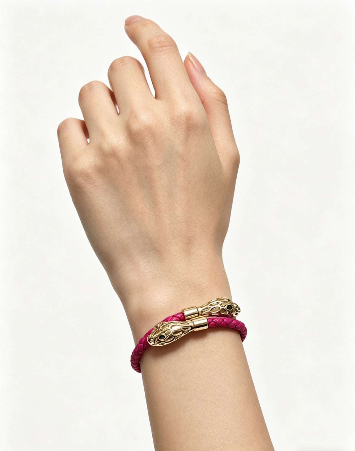 Geometric Emblem Braided Bracelet in Polished Metal-Tone – Design 009 close-up detail