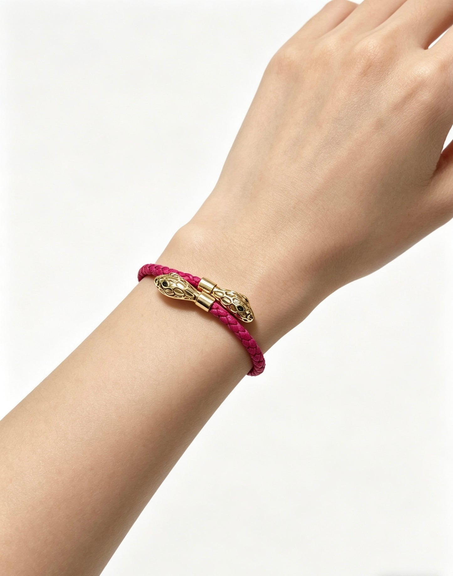 Geometric Emblem Braided Bracelet in Polished Metal-Tone – Design 009 side detail