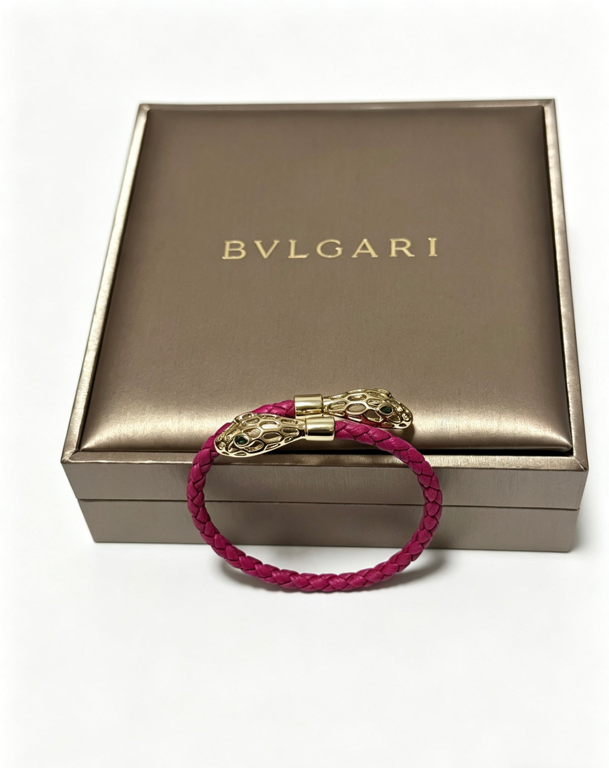 Geometric Emblem Braided Bracelet in Polished Metal-Tone – Design 009 front product view